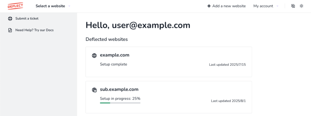 Deflected websites