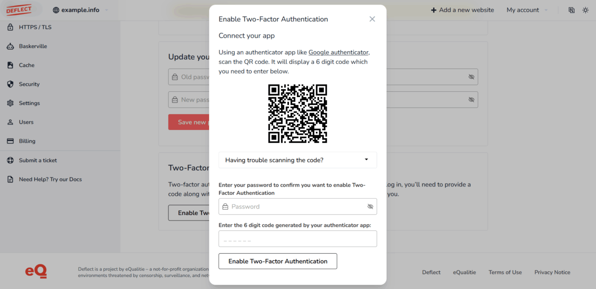 Two-Factor Authentication - Deflect